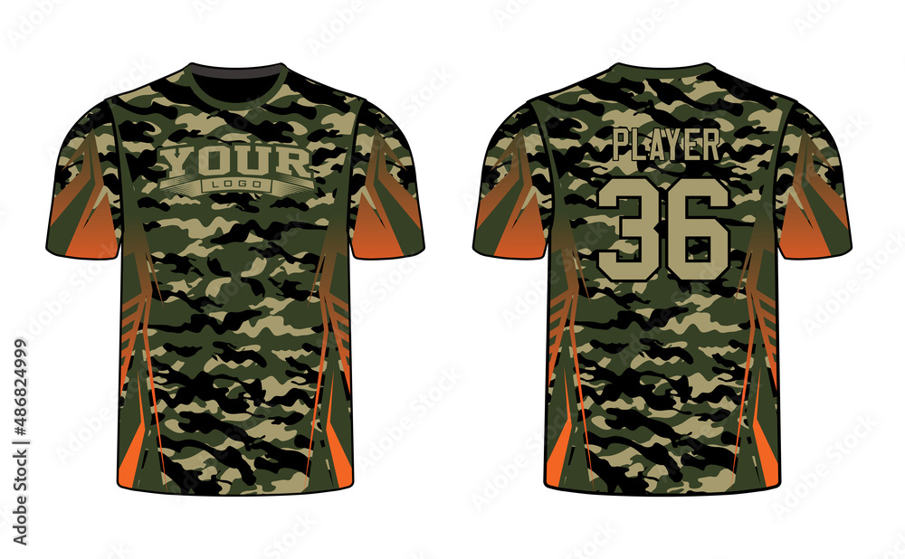 Naklejka premium All sports player jersey design with an elegant edgy and wild look. Sports gear template mockup perfect fit for all sports. The designs that go on casual wear, shirts, fashions apparels, and all kind 