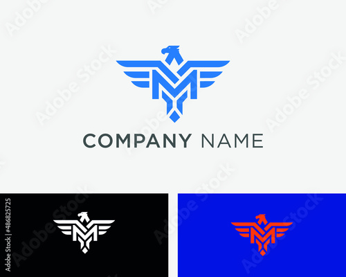 M Financial Logo Design Template. M Eagle