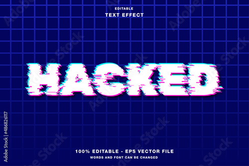 hacked glitch neon editable text effect