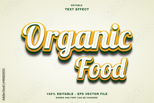 Organic Food 3d editable text effect