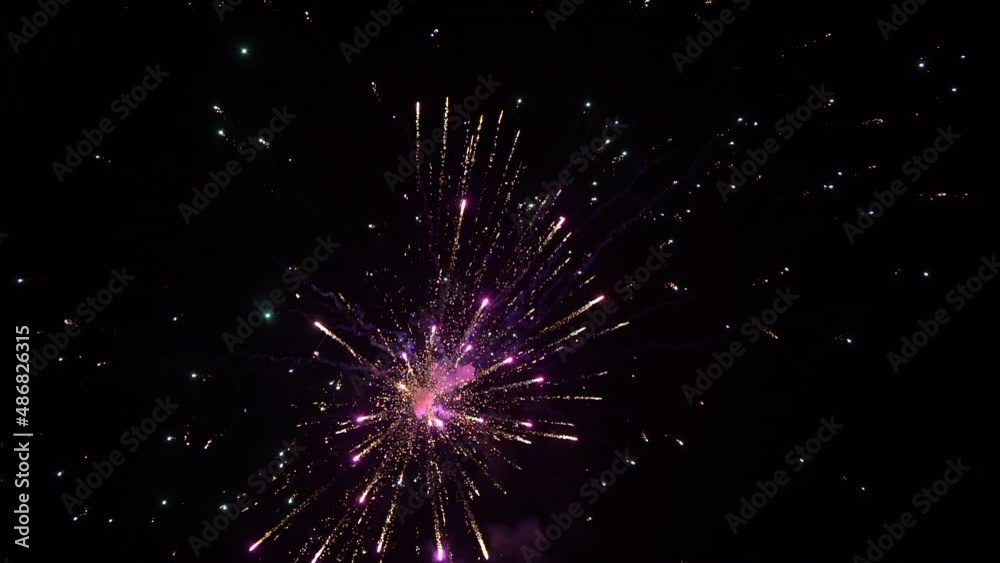 Firework explosions in the sky slow motion Firework explosions in the sky slow motion
