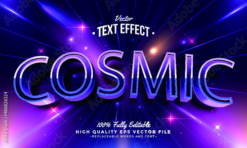 Editable modern text effect vector files - cosmic light style purple color