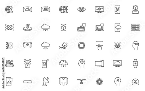 Wallpaper Mural set of technology line icons, vr, ar, ai, iot Torontodigital.ca
