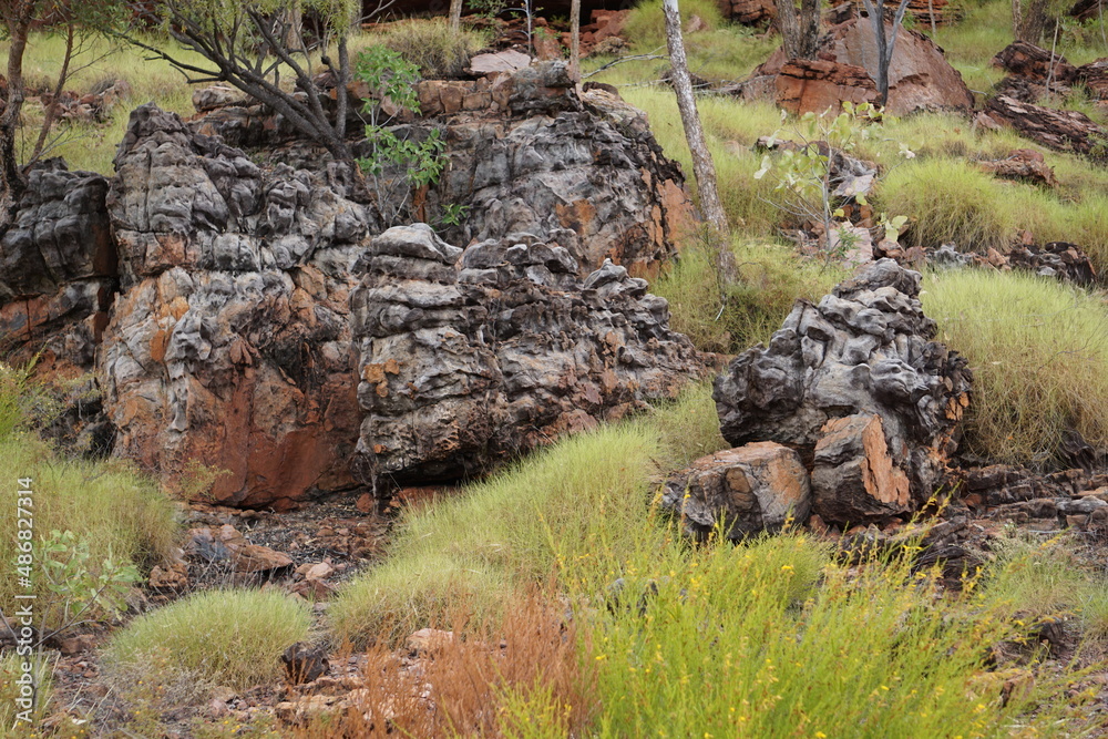 Charcoal coloured rocks  Judburra National Park 