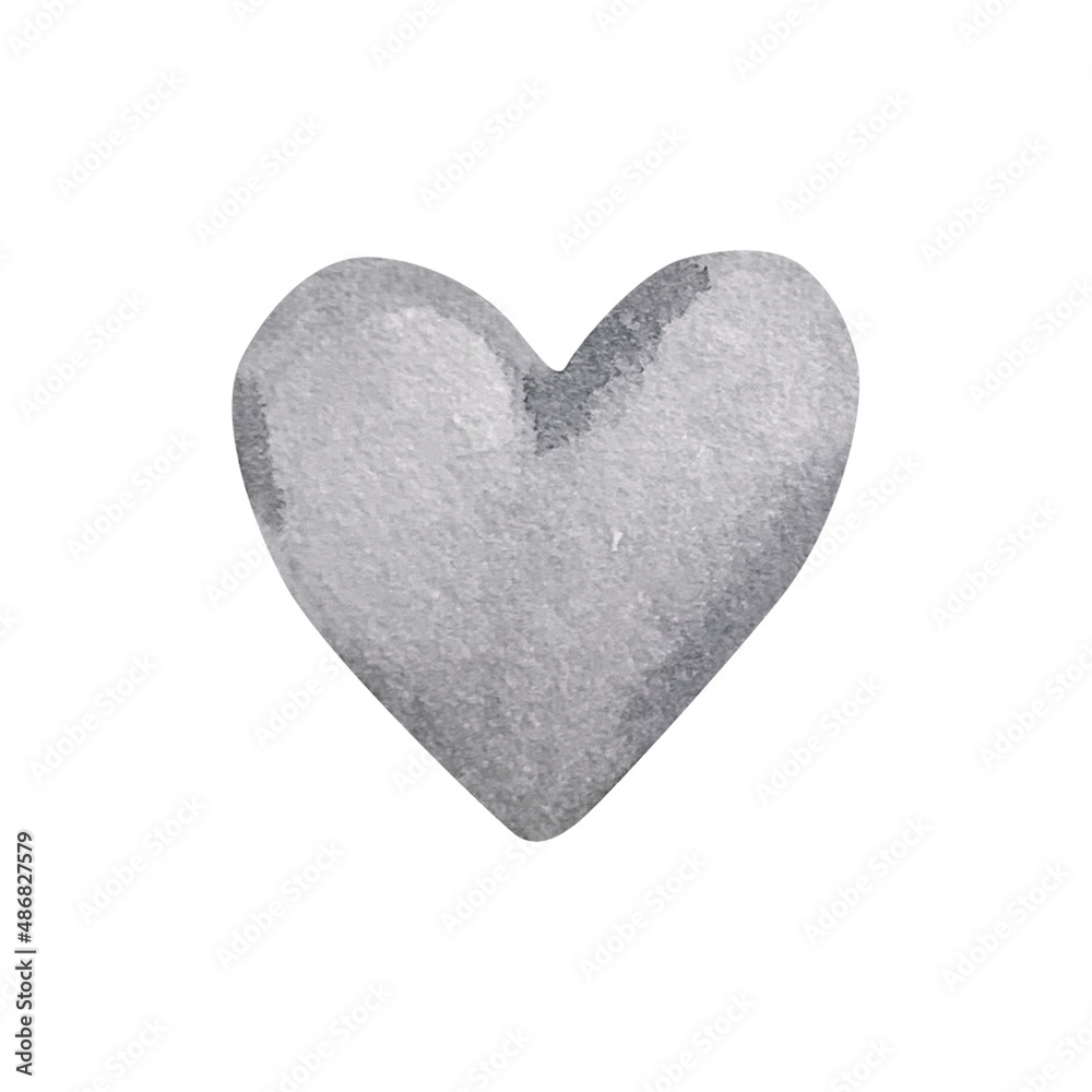 watercolor gray heart