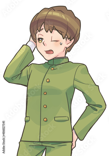 しまったというリアクションの男子学生(アニメタッチ)