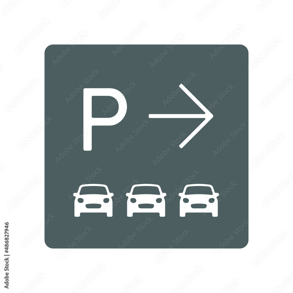 Car parking zone direction symbol. Car parking icon isolated. Right direction arrow. Vehicle navigation sign vector icon. Vector illustration Car parking zone direction symbol. Car parking icon isolated. Right direction arrow. Vehicle navigation sign vector icon. Vector illustration