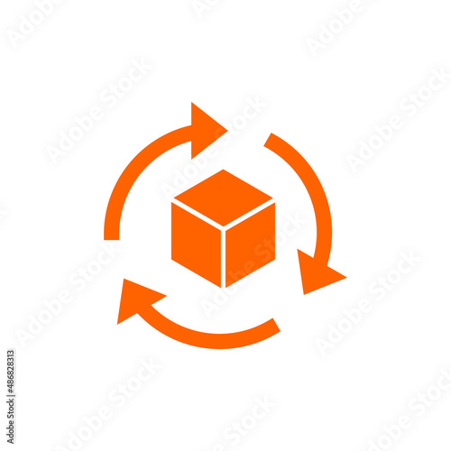 Easy return simple icon vector template | box, return sign
