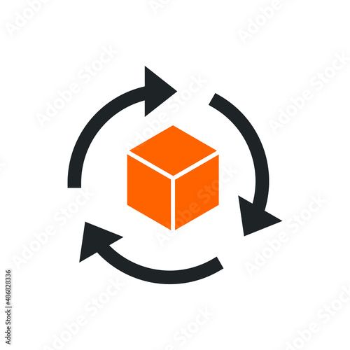 Easy return simple icon vector template | box, return sign
