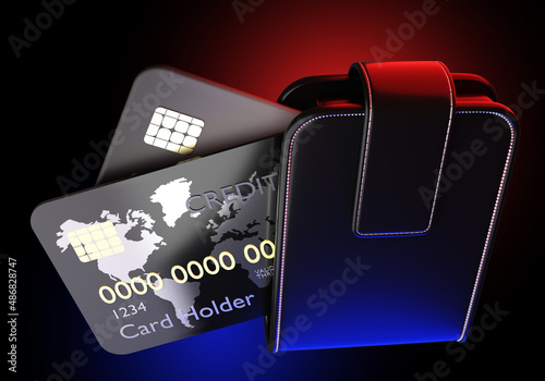 Credit cards in dark wallet...