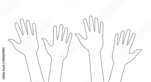 Rising hands outline icon. Flat vector illustration isolated on white background.