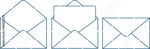 手紙　封筒　セット　シンプル　青