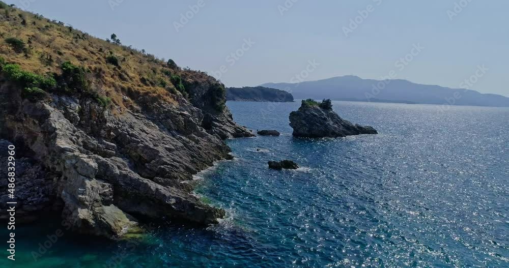 Coastline view with sandy beach Coastline view with sandy beach