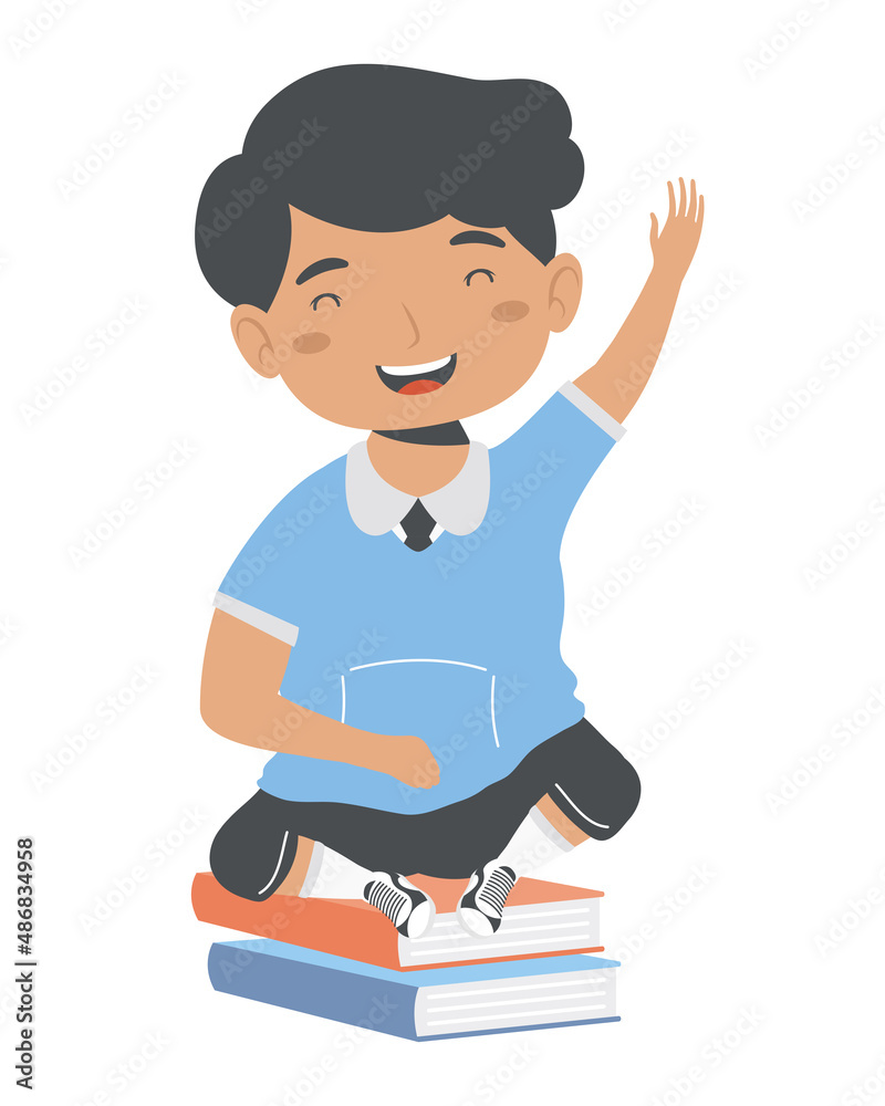 student boy in books