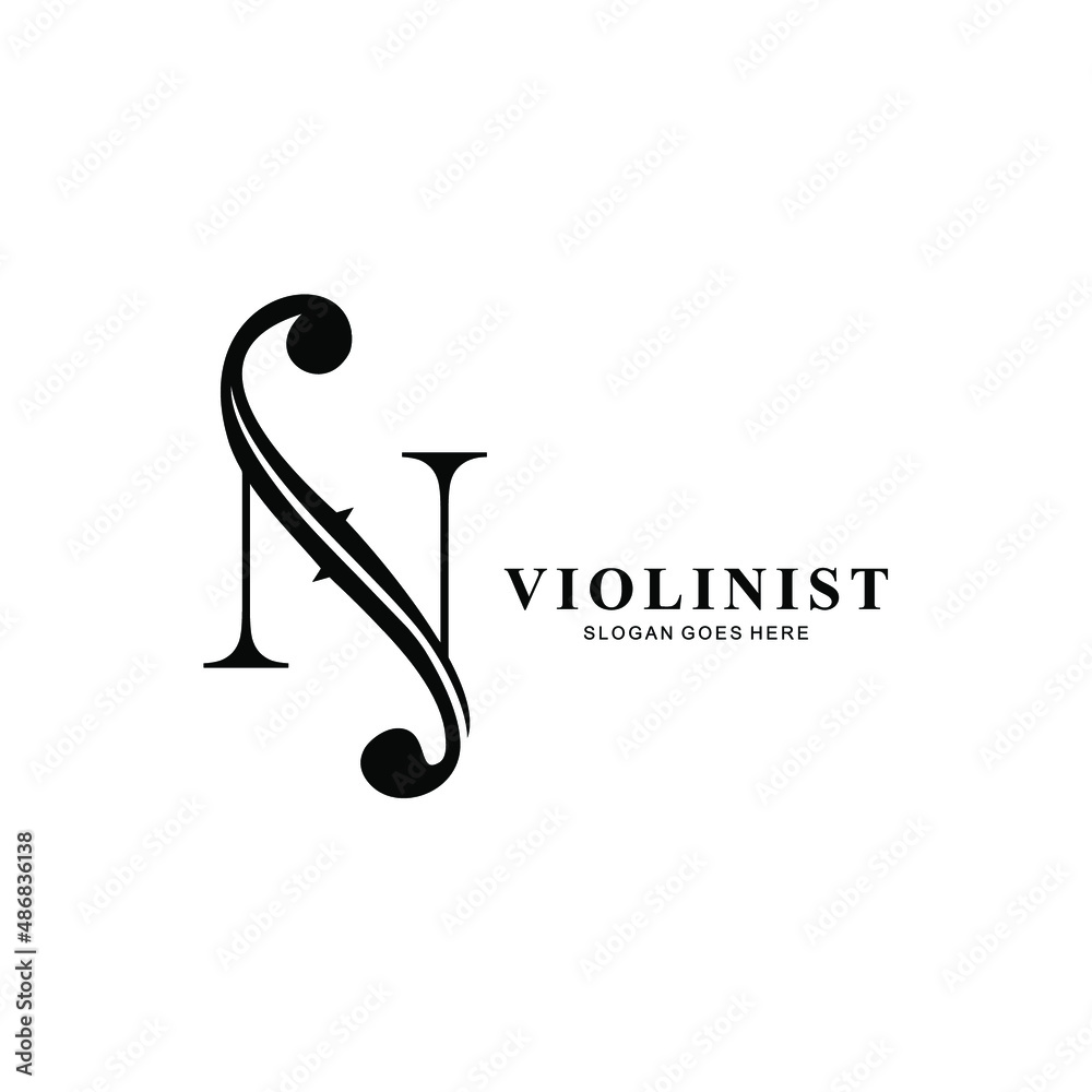 logo letter N and F-holes. violinist logo initials N. letter N logo violin character. letter N with violin hole logo letter N and F-holes. violinist logo initials N. letter N logo violin character. letter N with violin hole