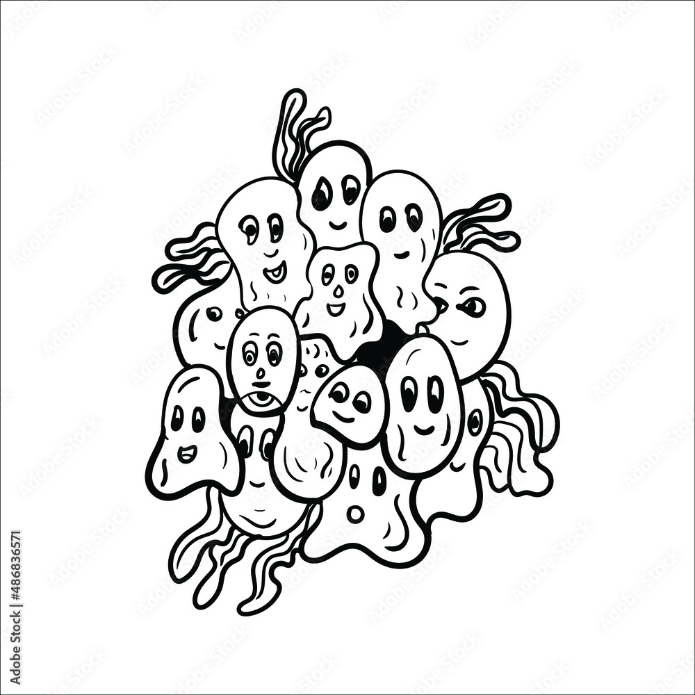Fototapeta premium abstract cartoon head doodle.hand drawn face illustration