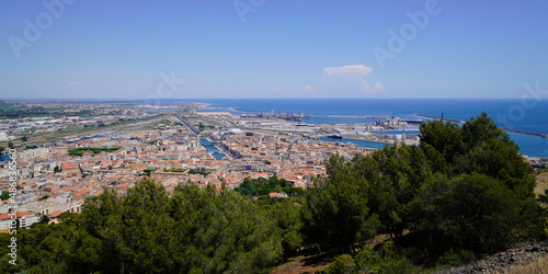 Sete panorama of french city port of town in Herault in France