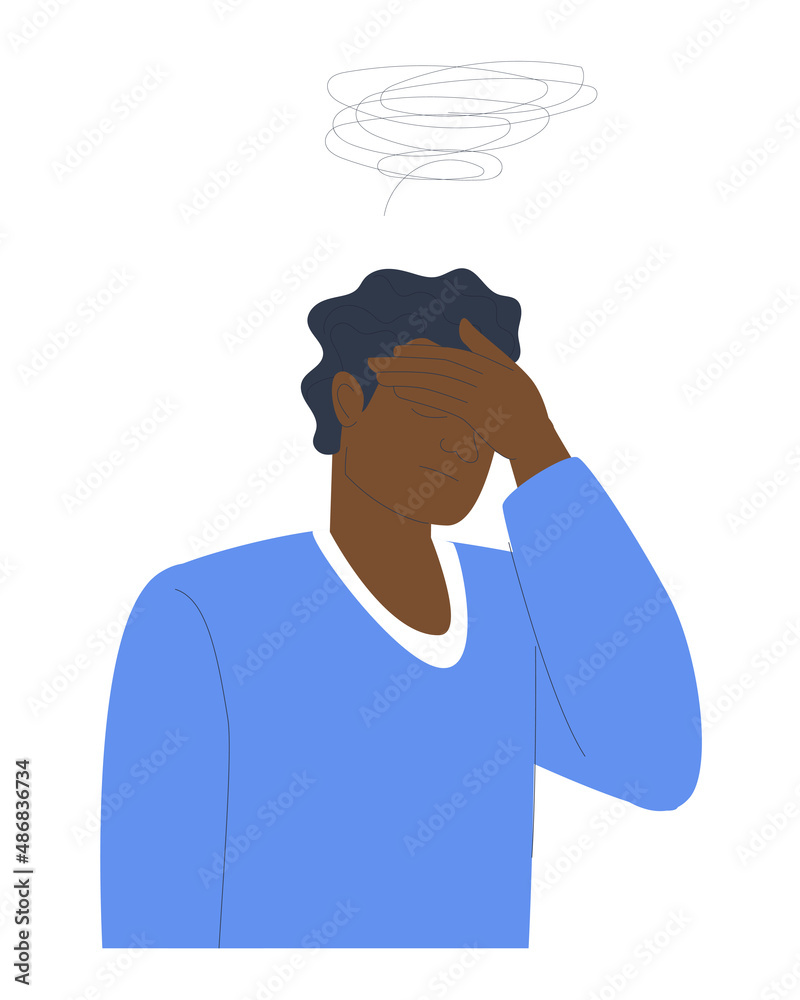 Man in depression. Sorrow, longing, sadness and chagrin. Flat vector illustration. EPS10 Man in depression. Sorrow, longing, sadness and chagrin. Flat vector illustration. EPS10