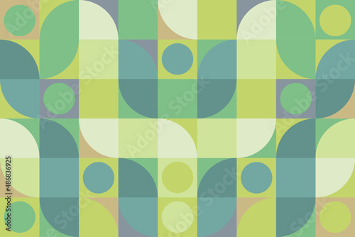 Geometric seamless vector flat pattern with plants and flowers - garden