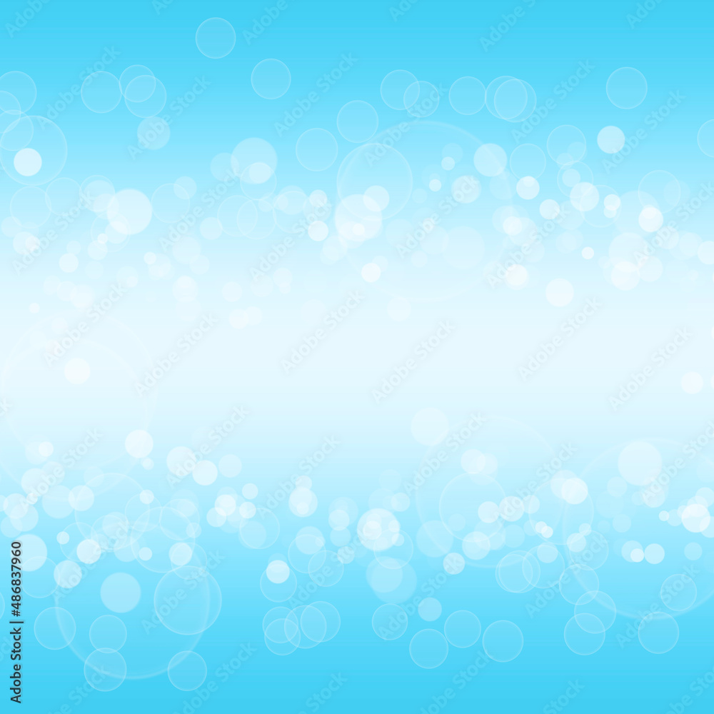 Abstract blue background with circles and bubbles. Template for design.