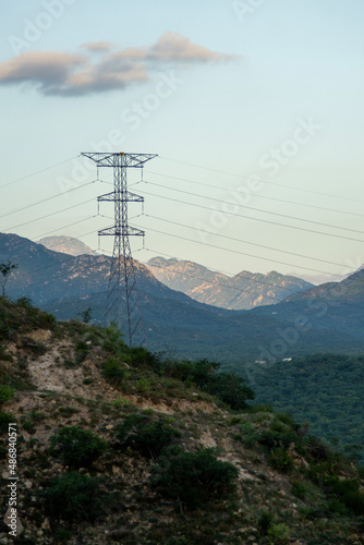 voltage tower in green mountains