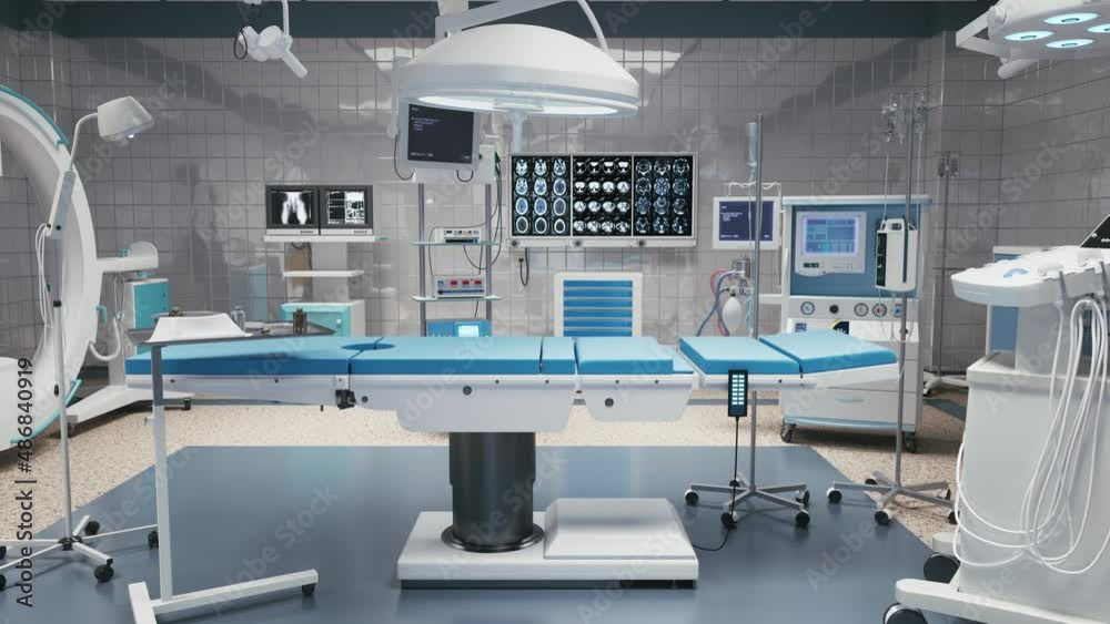 Contemporary operating room with equipment. 3d visualisation