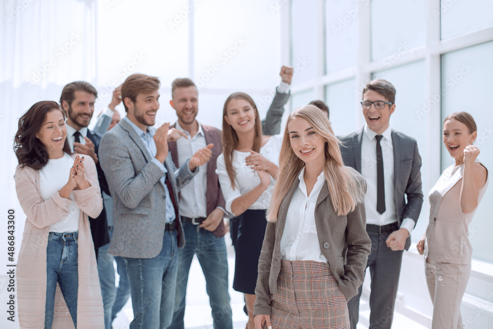 group of happy young like-minded people standing together. group of happy young like-minded people standing together.