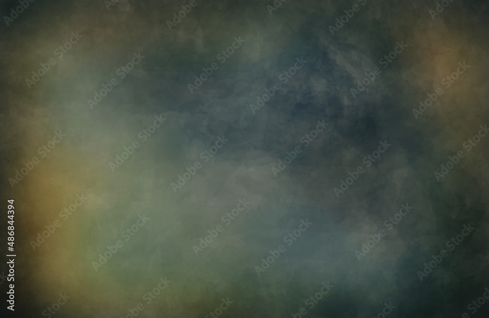Dark green grey abstract background art wallpaper in grimy gradient colors with grunge old distressed paper texture pattern and black edges in vintage dark vignette design