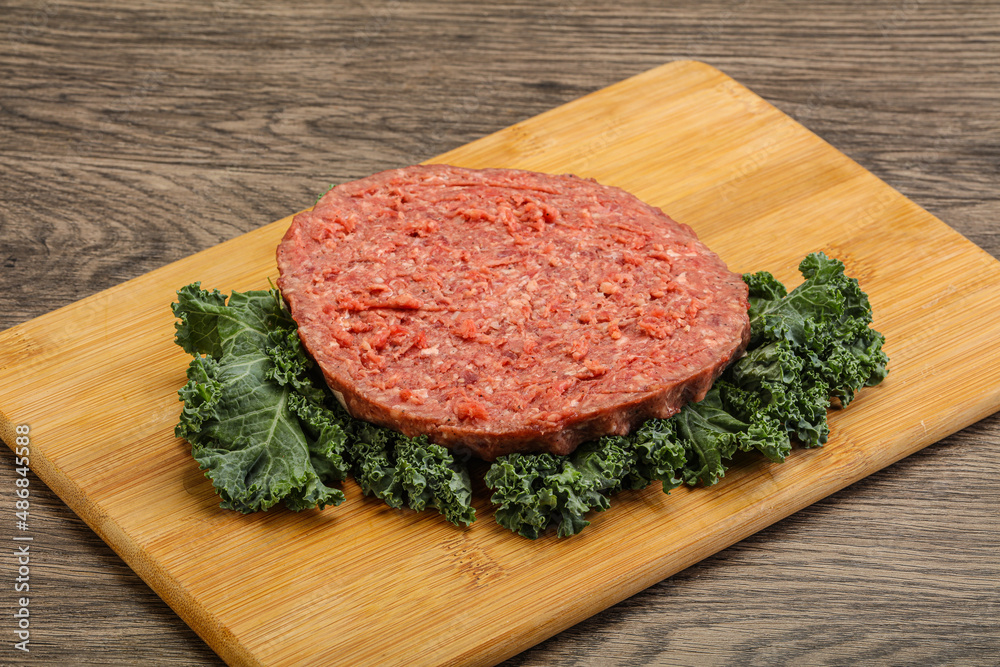 Raw beef burger cutlet for burger Raw beef burger cutlet for burger