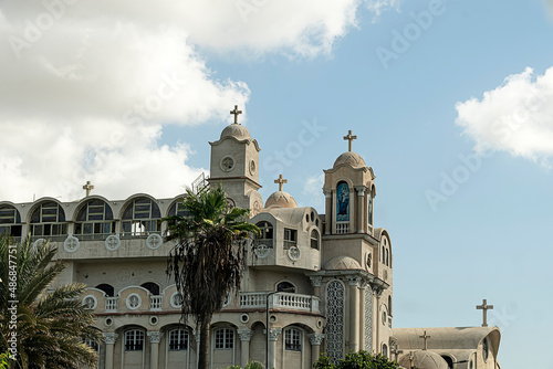 church with domes against the blue sky. Alexandria Egypt. photo