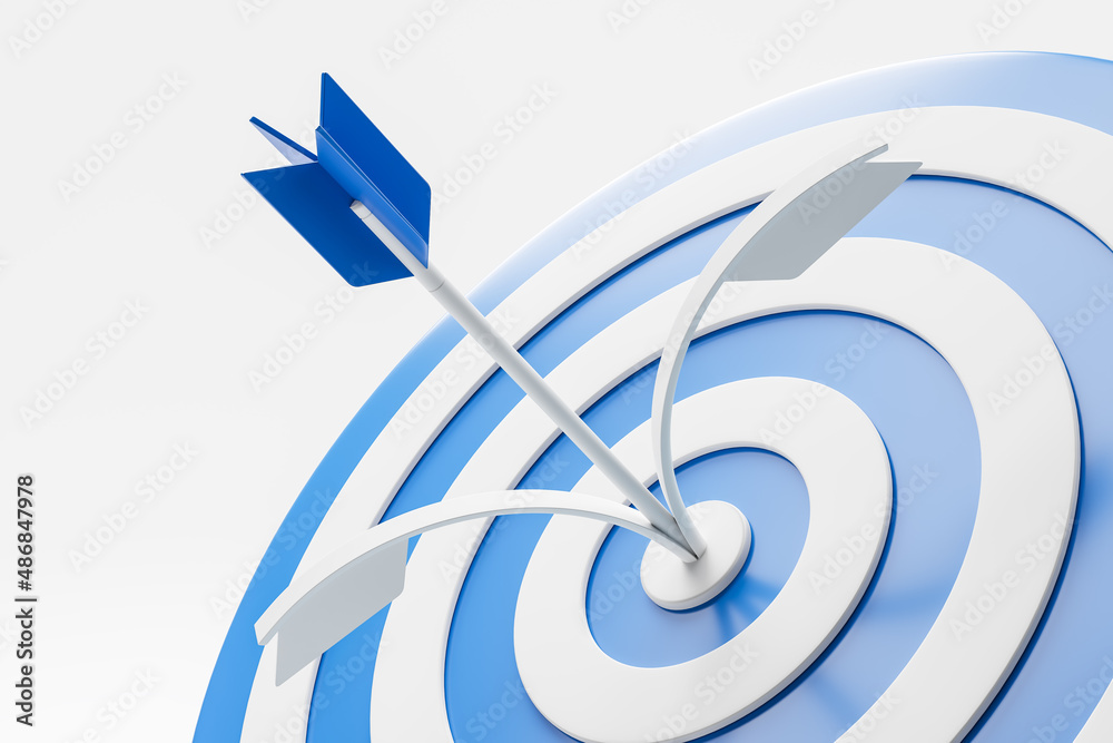 Arrow hit the center of target, achievement and new goal Arrow hit the center of target, achievement and new goal