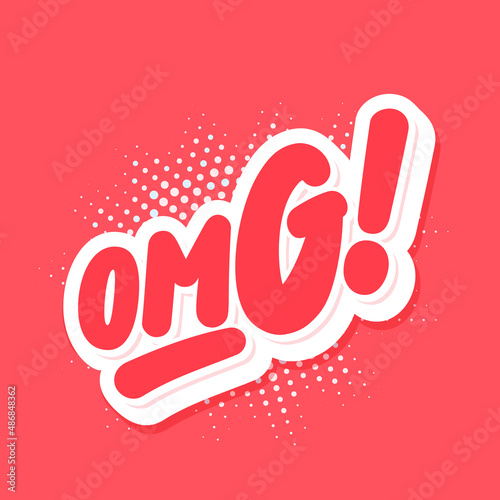 OMG. Vector handwritten lettering tag.