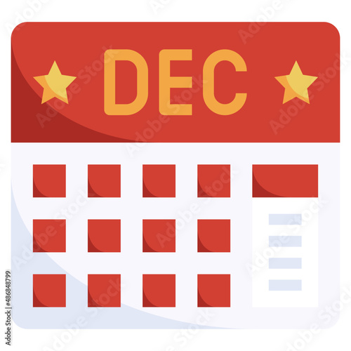 DECEMBER flat icon,linear,outline,graphic,illustration