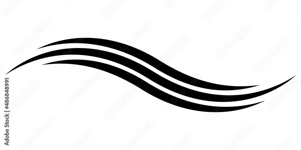 Smooth wavy stripes logo template, calligraphic graceful lines