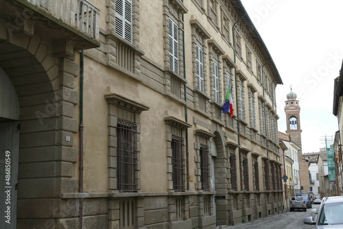 Milzetti palace in Faenza, the decorated facade along the street © filippoph