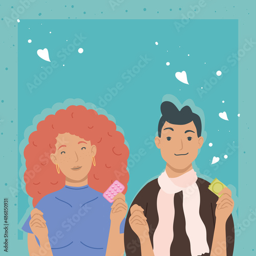 couple with contraceptive pills
