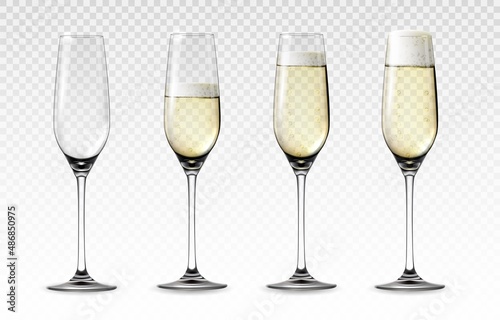 Fototapeta Realistic glass of sparkling wine