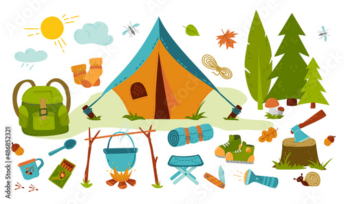 Hiking camp. A set of necessary things in the campaign.