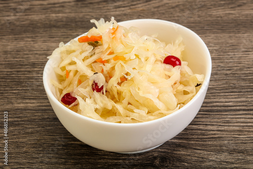 Sauerkraut with cranberry in the bowl