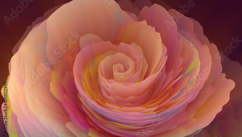 Abstract 3D spiral background of fractal turbulence, perhaps suggestive of a flower. Also available as an animation - search for 230535326 in Videos. Pixel sorting. Glitch art.