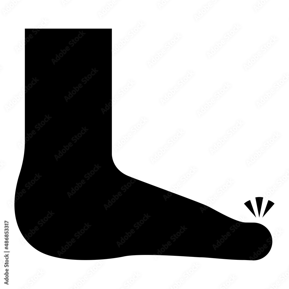 Foot finger care pedicure concept human ankle sole naked icon black