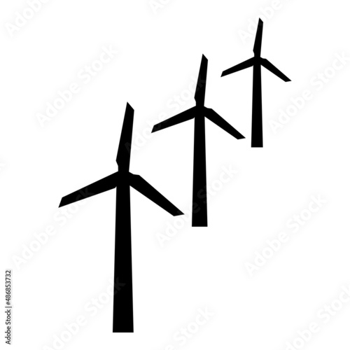 Wind generators turbine power Windmill clean energy concept icon black color vector illustration image flat style