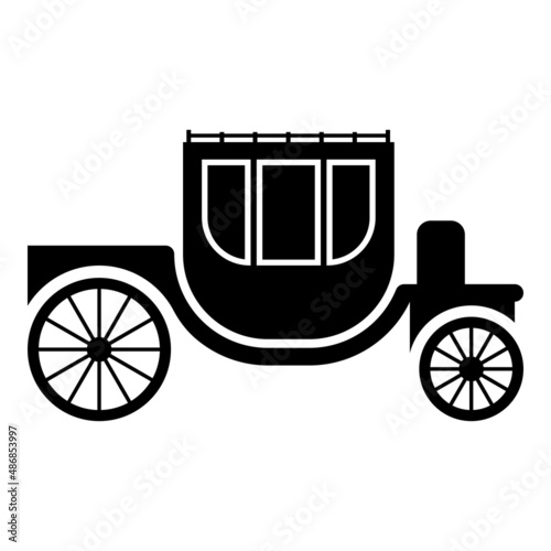 Carriage brougham cart elegance transportation vintage style icon black color vector illustration image flat style