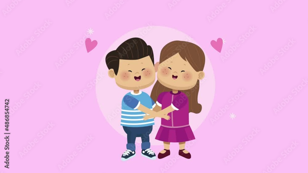 little lovers couple with hearts characters animation little lovers couple with hearts characters animation