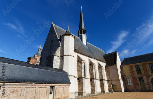 Saint-Nicolas Gothic church located in the avant-tour or front courtyard of the Maintenon castle , Eure-et-Loir, France. photo