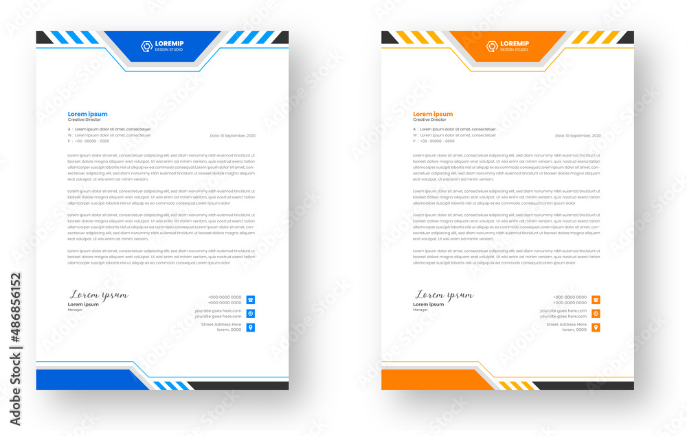 corporate modern business letterhead design template with yellow and blue colors. creative modern letterhead design template for your project. letter head, letterhead, business letterhead design.