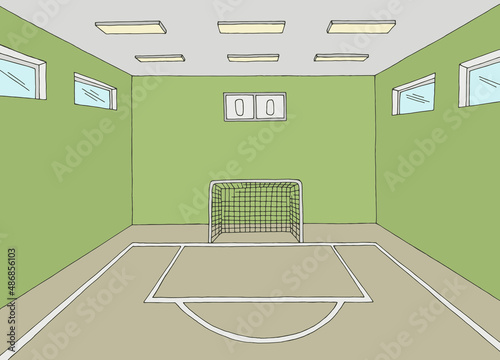 Football gym soccer sport indoors graphic color sketch illustration vector