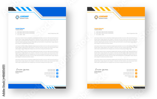 corporate modern business letterhead design template with yellow and blue colors. creative modern letterhead design template for your project. letter head, letterhead, business letterhead design.