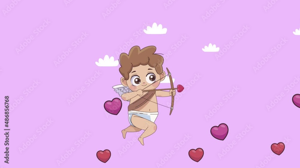 cupid angel with arch and hearts animation cupid angel with arch and hearts animation