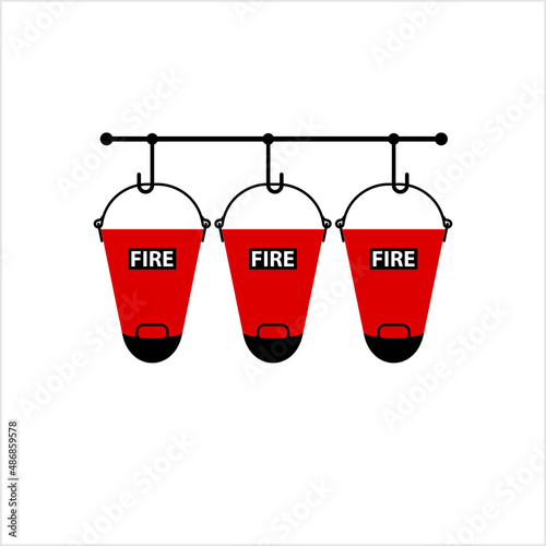 Safety Fire Bucket Icon, Fire Control Bucket Filled With Water, Sand